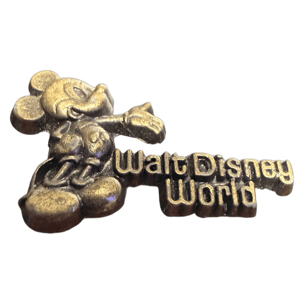 Small Bronze Walt Disney World logo with Mickey Disney pin