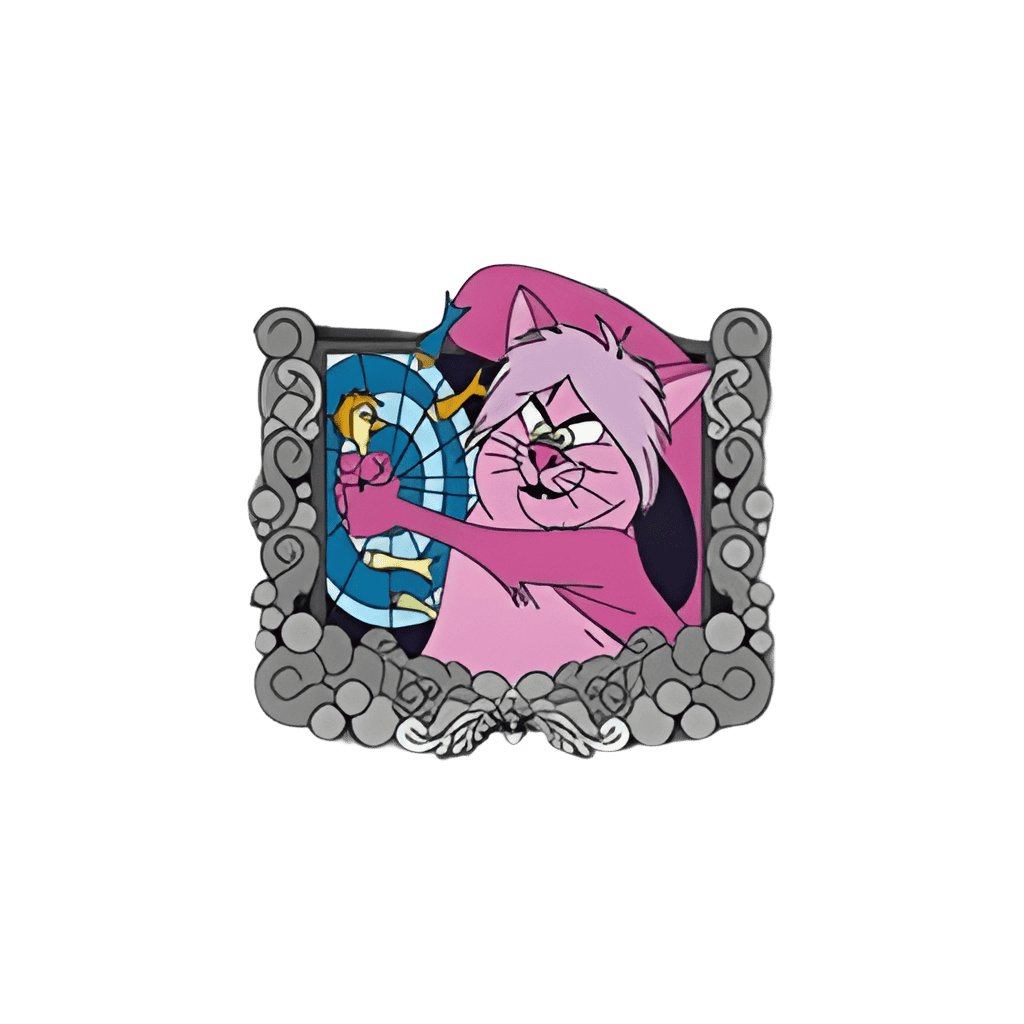 Madam Mim, as a cat, and Wart, Arthur, as a Bird Disney pin