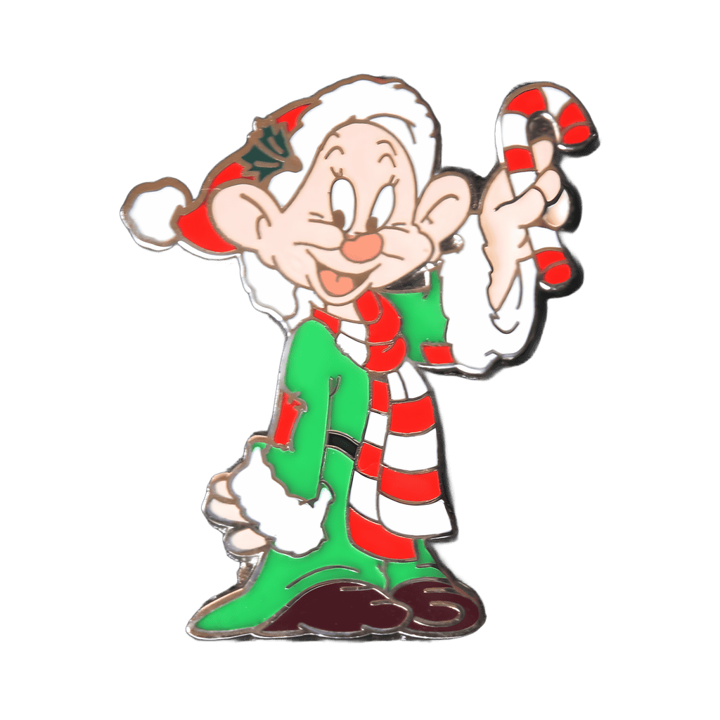 Dopey holding a Candy Cane Disney pin