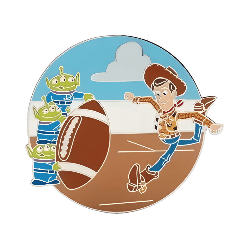 Woody & Little Green Men Playing Football Disney pin