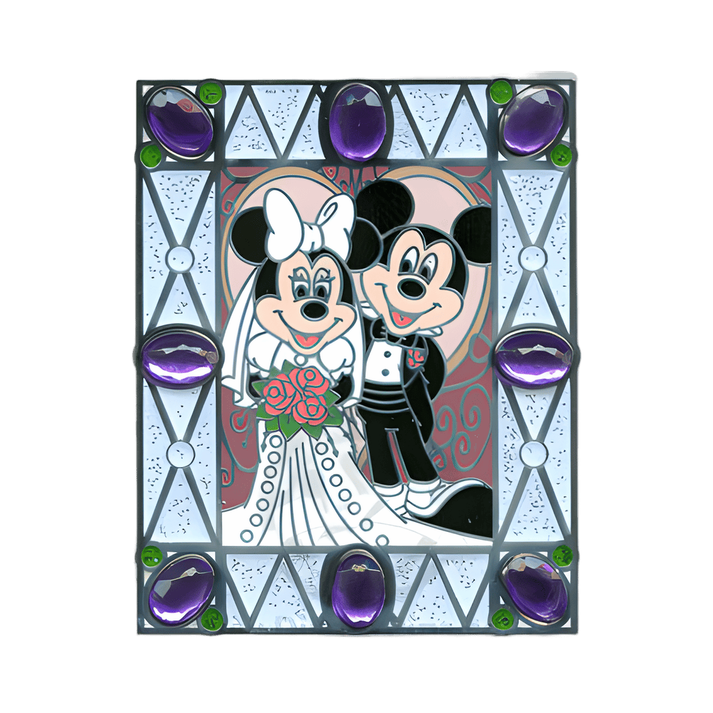 Mickey and Minnie Jeweled Bride & Groom Wedding Photo Disney pin