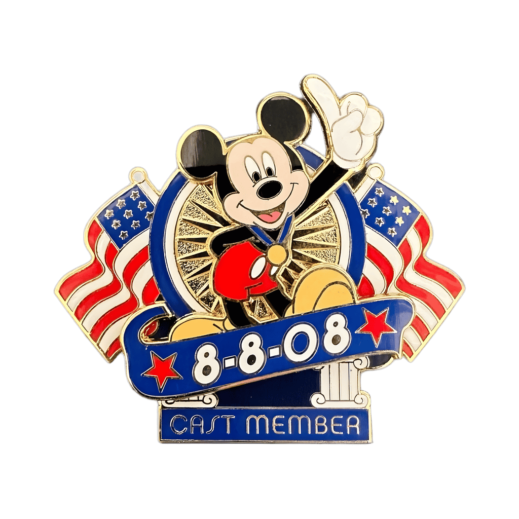 8/8/08 Cast Member - Mickey Mouse American Flags Disney pin