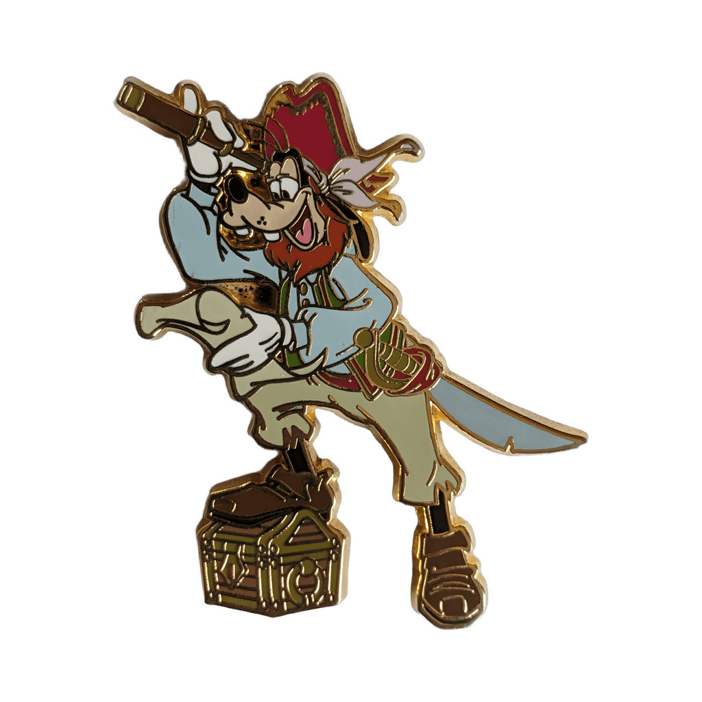 Goofy with his Foot atop a chest and Scope in his Hand Disney pin