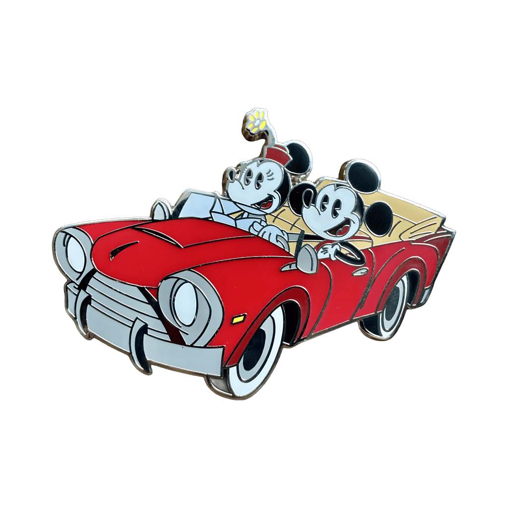 Mickey and Minnie in 1950s Red Convertible Car Disney pin