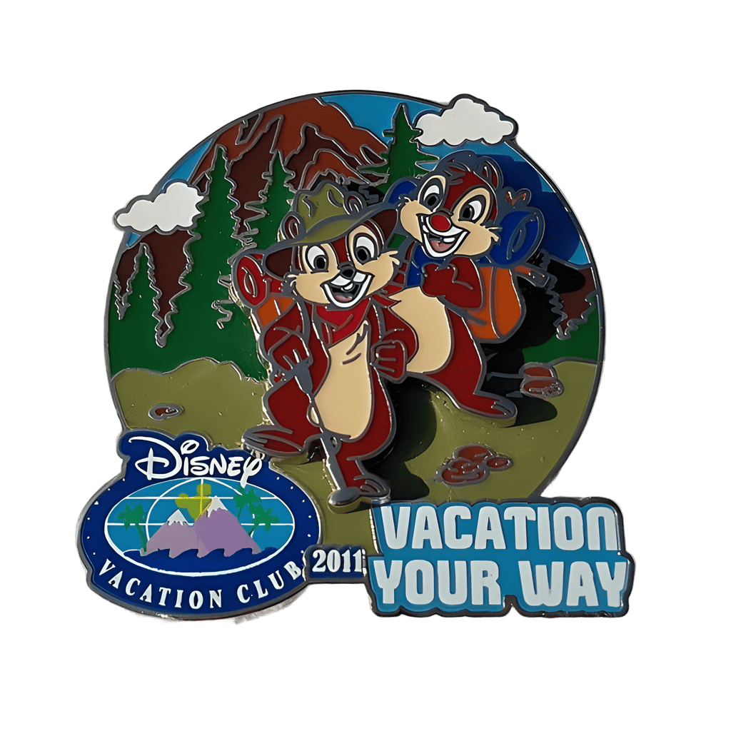 Chip and Dale hiking in mountains Disney pin