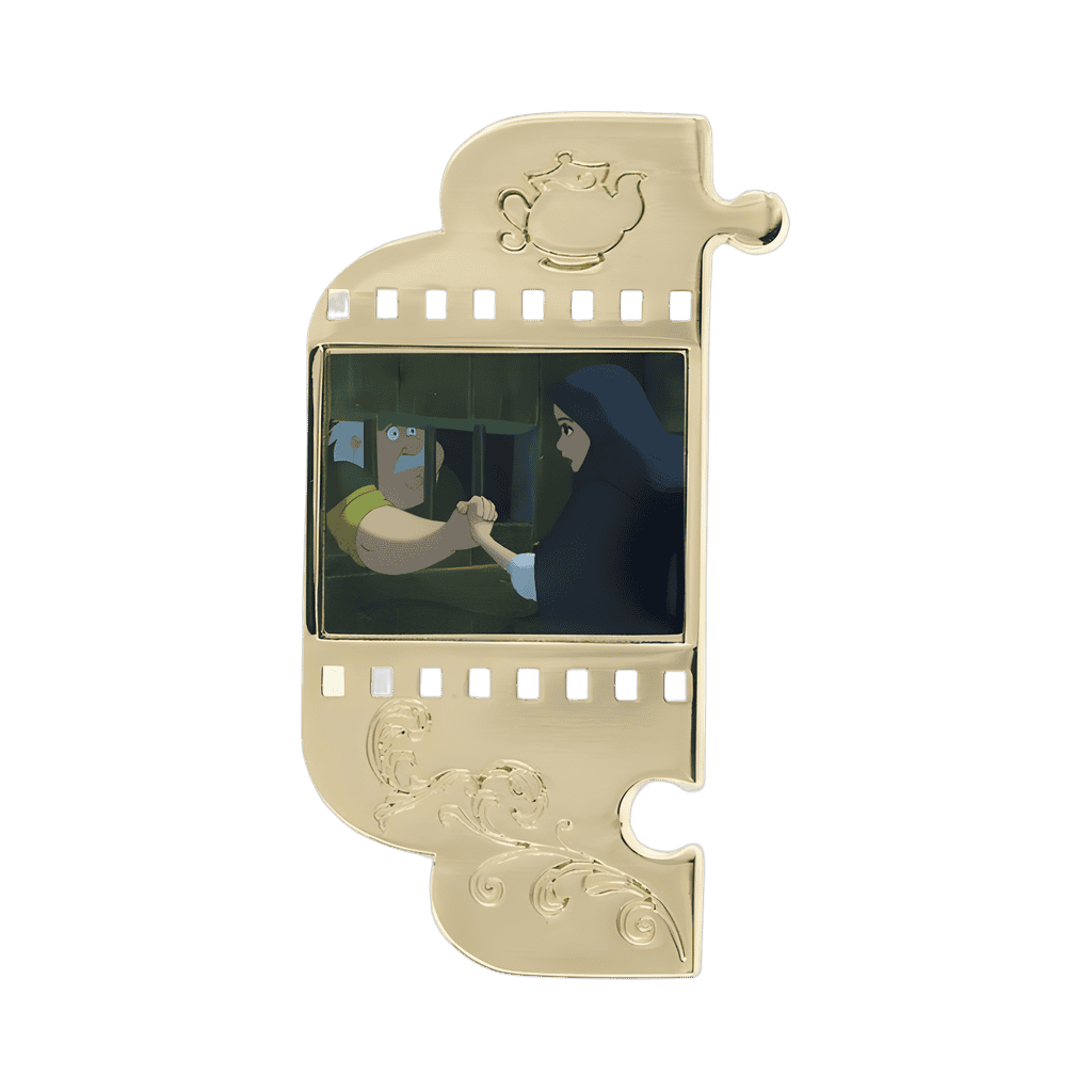 Belle comforting Maurice in cell Disney pin