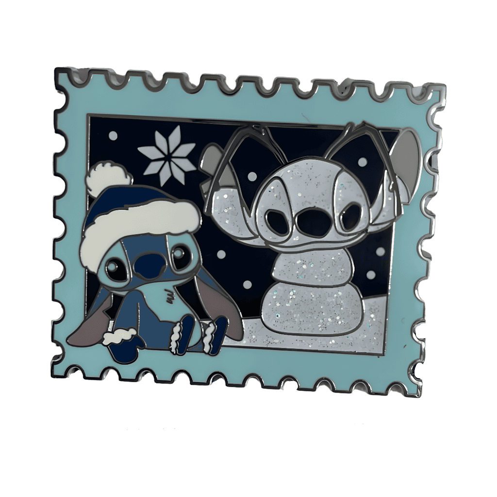 Stitch and Snowman Holiday Postage Stamp Disney pin
