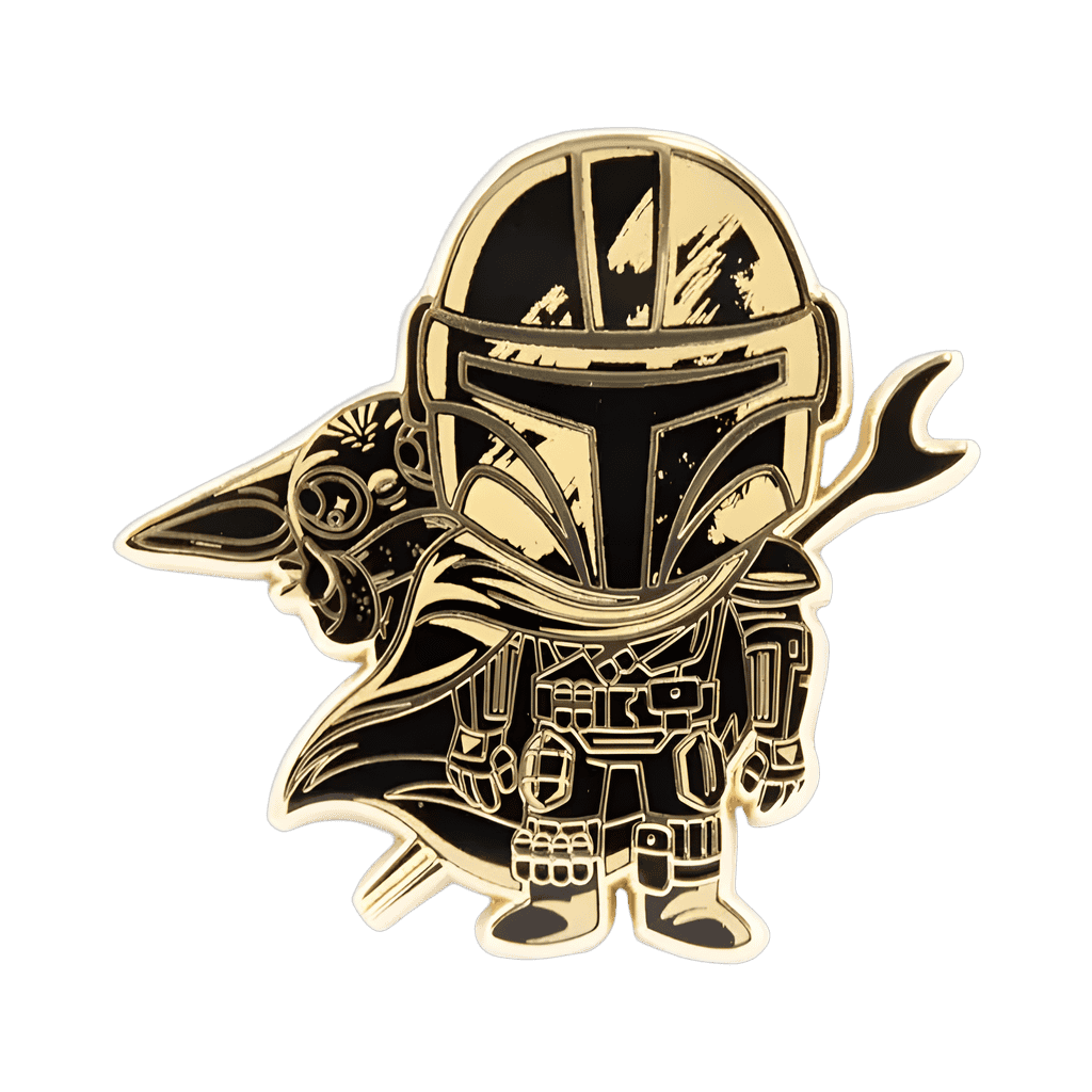 Black & Gold Mandalorian with Grogu Disney pin
