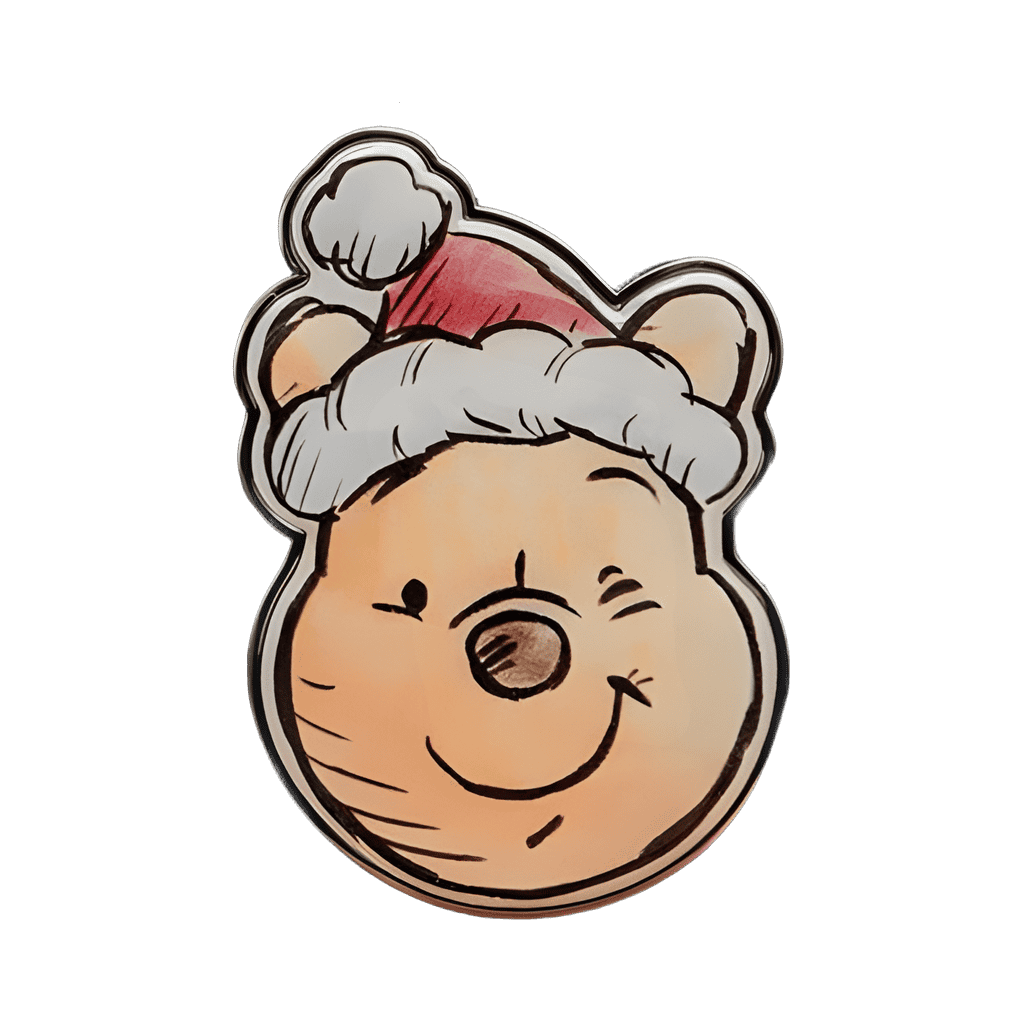 Santa hat Pooh Bear head Disney pin