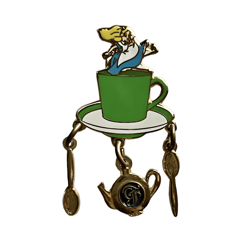 Alice in teacup with charms Grand Floridian logo Disney pin