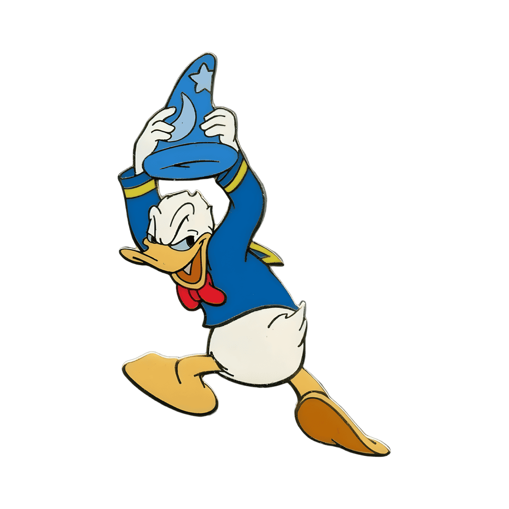 Donald stealing Sorcerer's hat from Yensid Disney pin