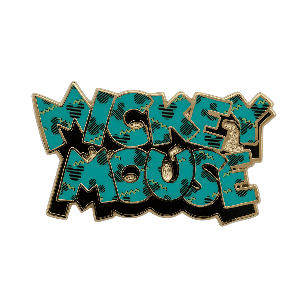 September Set - Teal 90s Mickey Mouse Name Disney pin