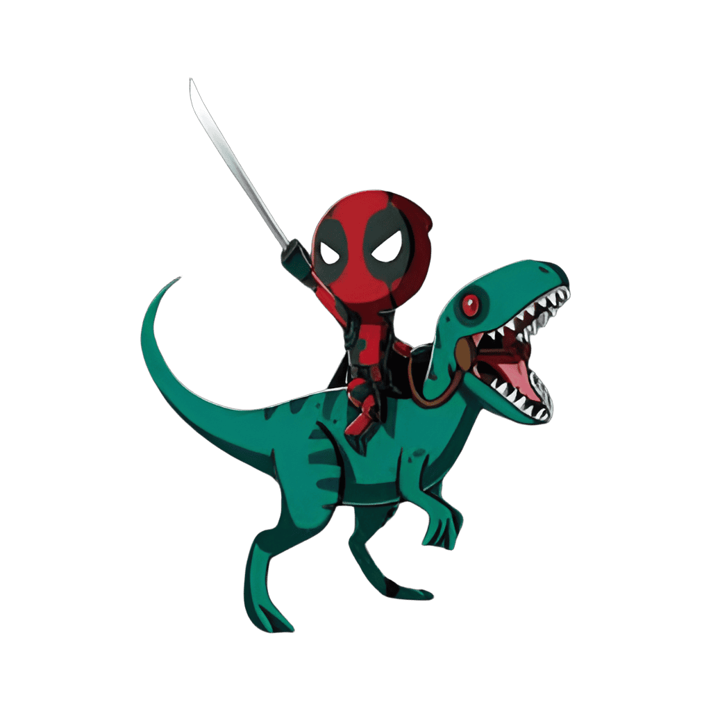 Deadpool on a Dinosuar Disney pin