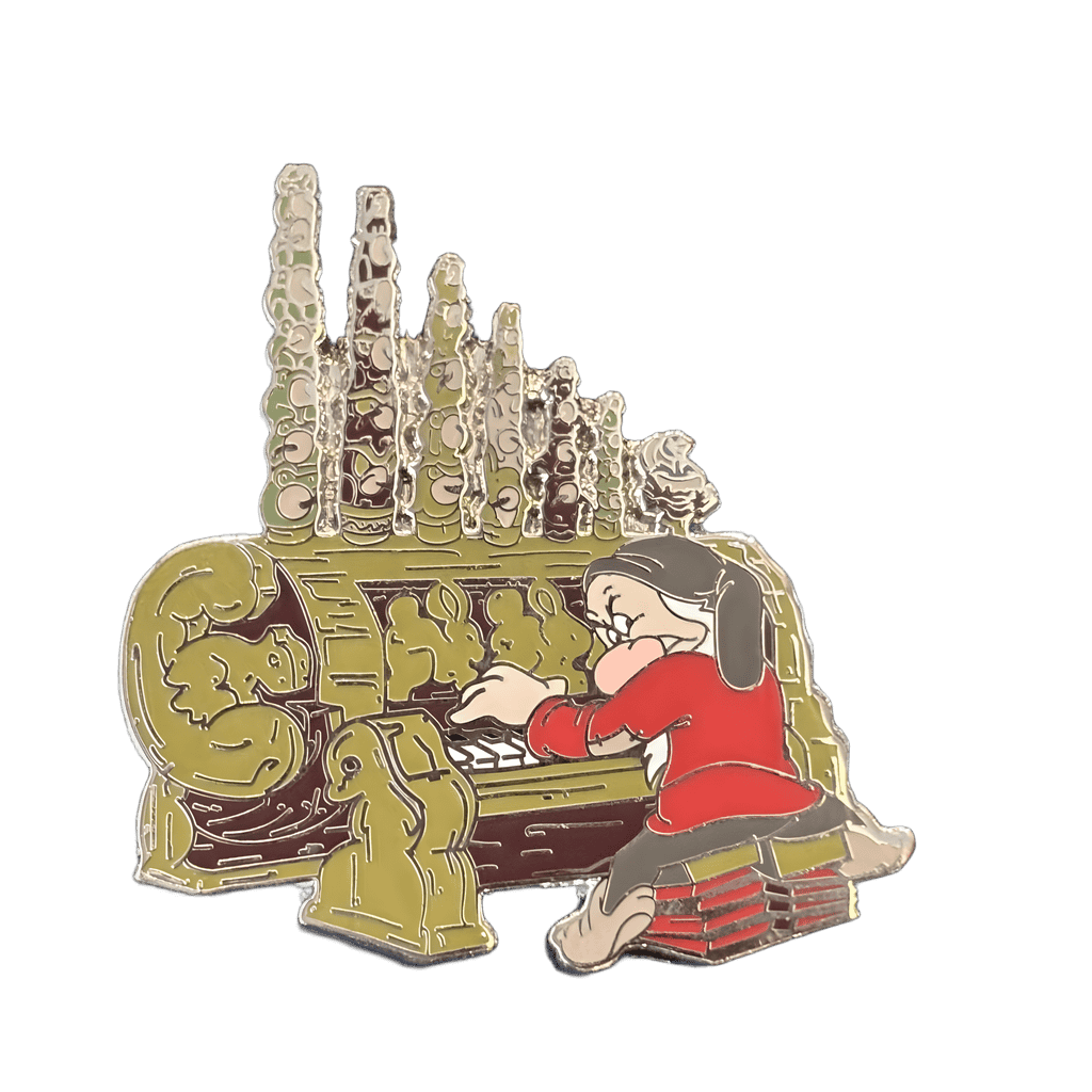Grumpy playing organ Disney pin