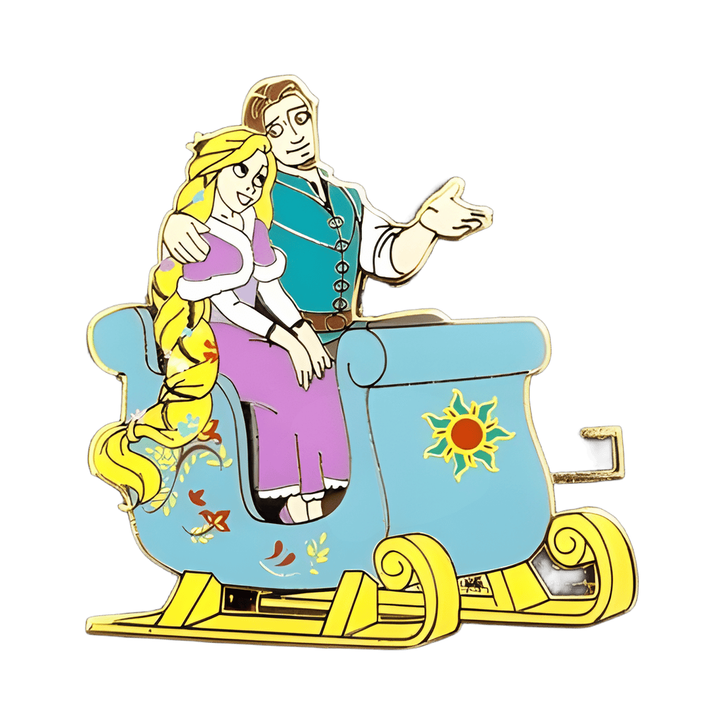 Rapunzel and Flynn in a Sleigh Disney pin