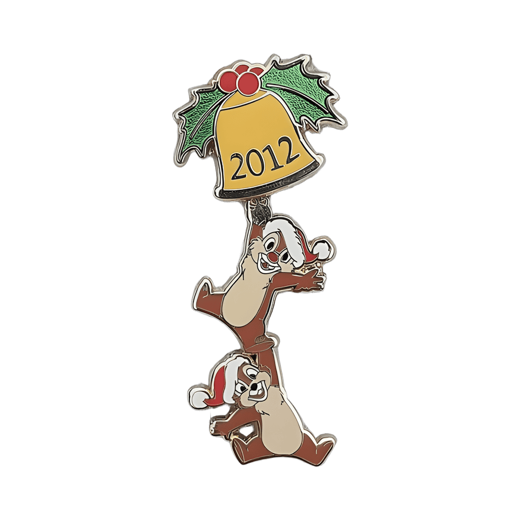 Chip and Dale hanging from bell Disney pin