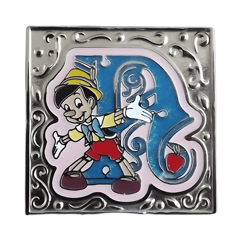 Pinocchio (Blue Glitter and Pink Filigree Letter N) Disney pin