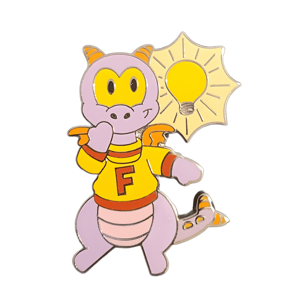 Cute Figment in Sweater with Lightbulb Disney pin