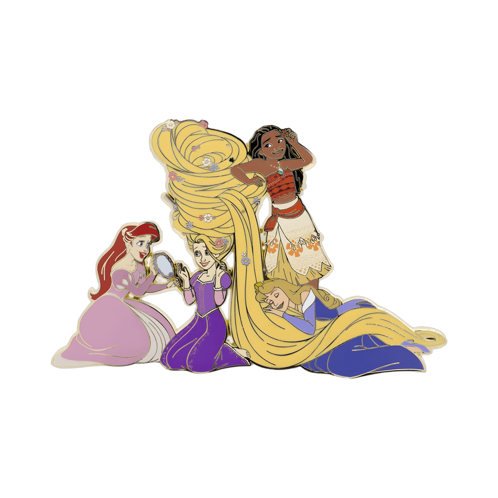 Princess Ariel, Rapunzel, Moana and Aurora Jumbo Disney pin