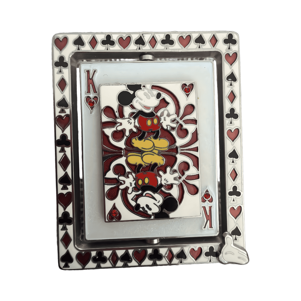 White Glove King Queen Hearts Card Mickey Minnie Spinner Disney pin