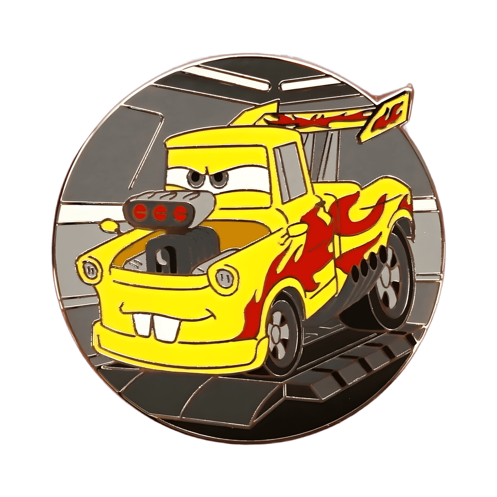 Tow Mater disguised as a hot rod Disney pin