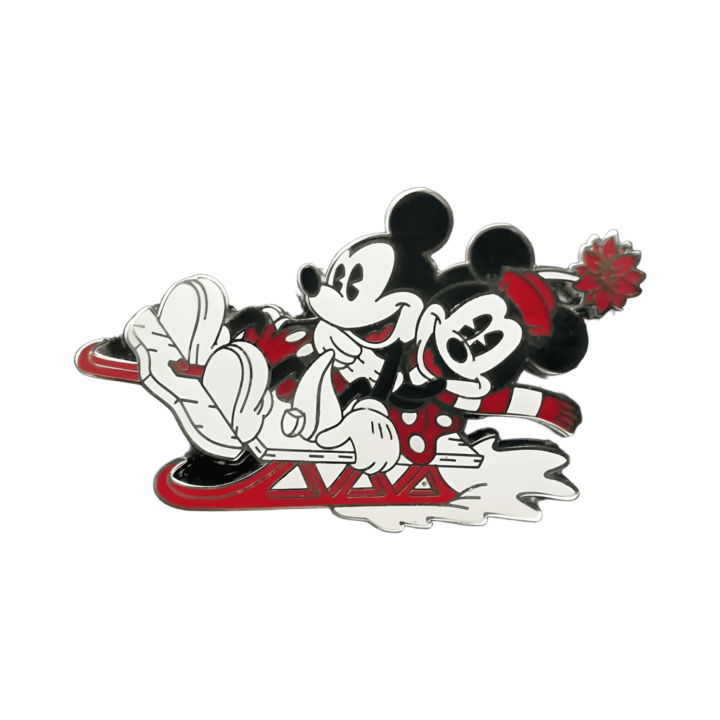 Pie Eyed Mickey and Minnie on a Sled Disney pin