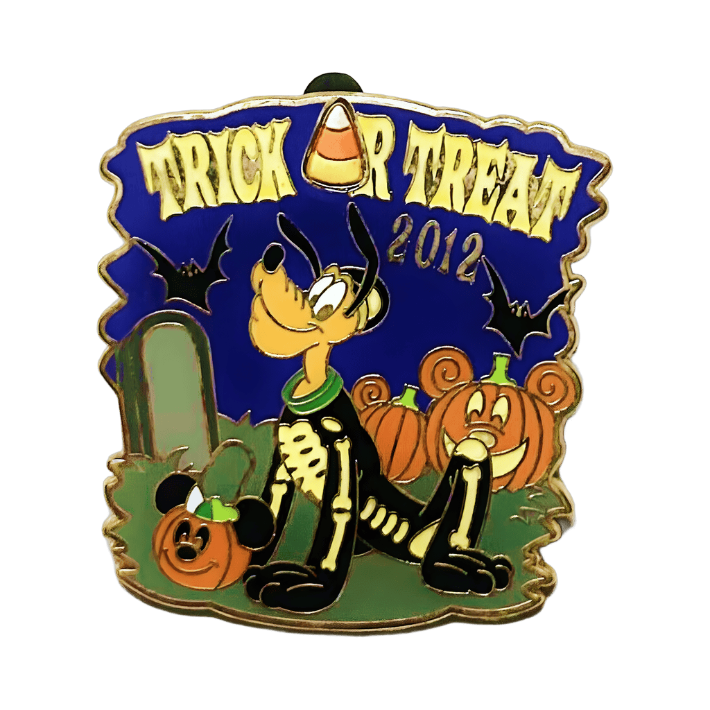 Pluto in a Pumpkin Patch Wearing a Skeleton Costume Disney pin