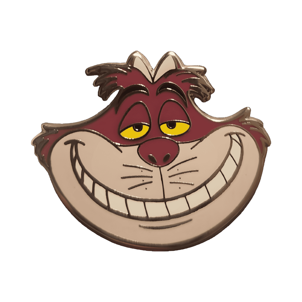 Cheshire Cat Lanyard Medal and Pin Set — Smiling Cheshire Head Disney pin