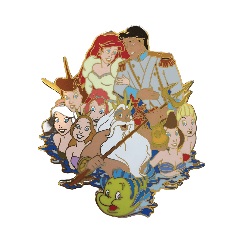 Prince Eric, Princess Ariel, King Triton and Ariel's sisters Disney pin
