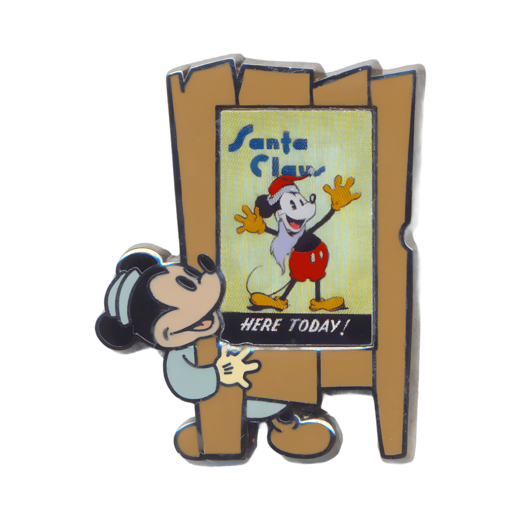 Orphan Standing next to a Sign with Mickey as Santa Claus Disney pin