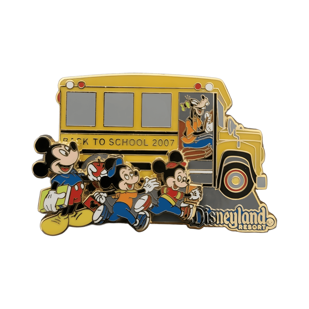 Mickey & Nephews Getting on a School Bus With Goofy Driving Disney pin