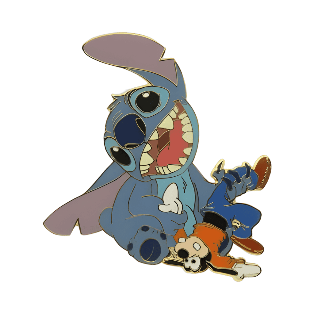 Stitch with Goofy doll Disney pin