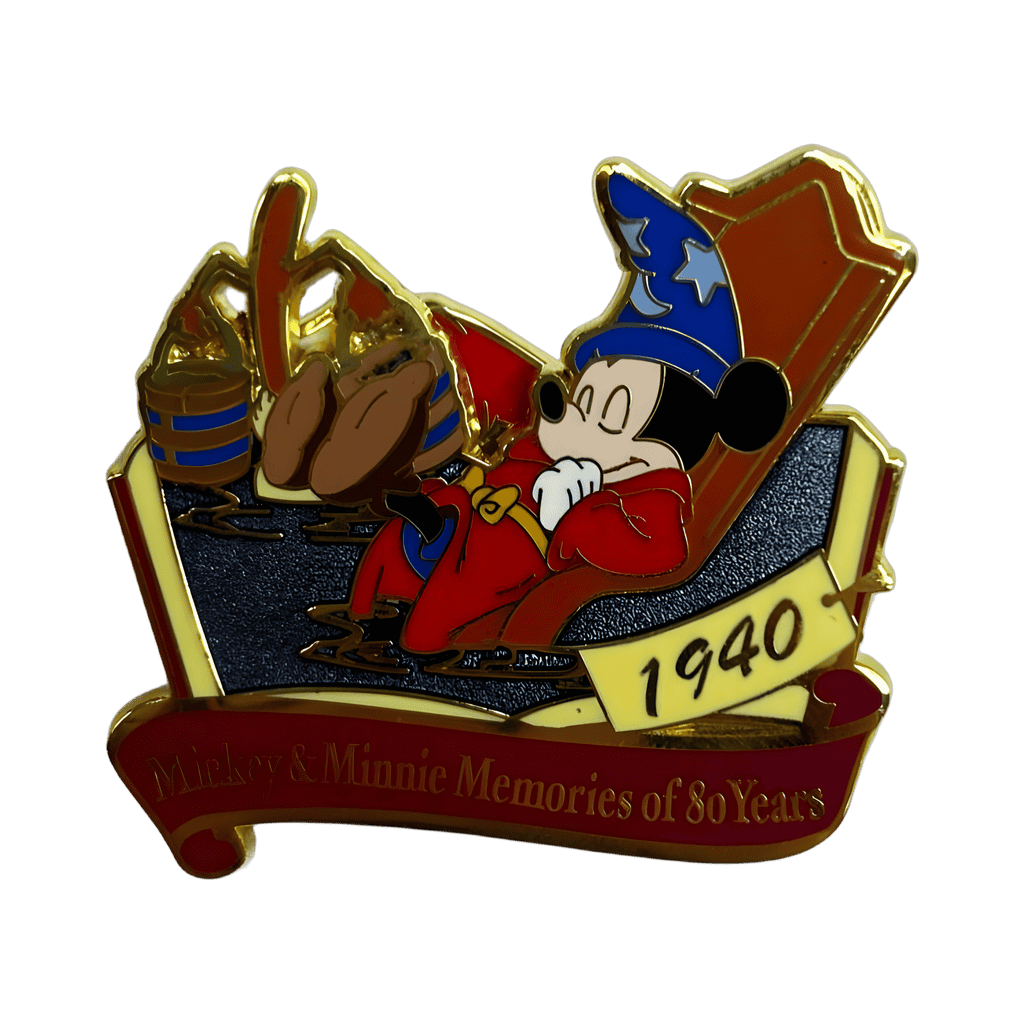 Mickey Apprentice Dreaming with Broom in Background Disney pin
