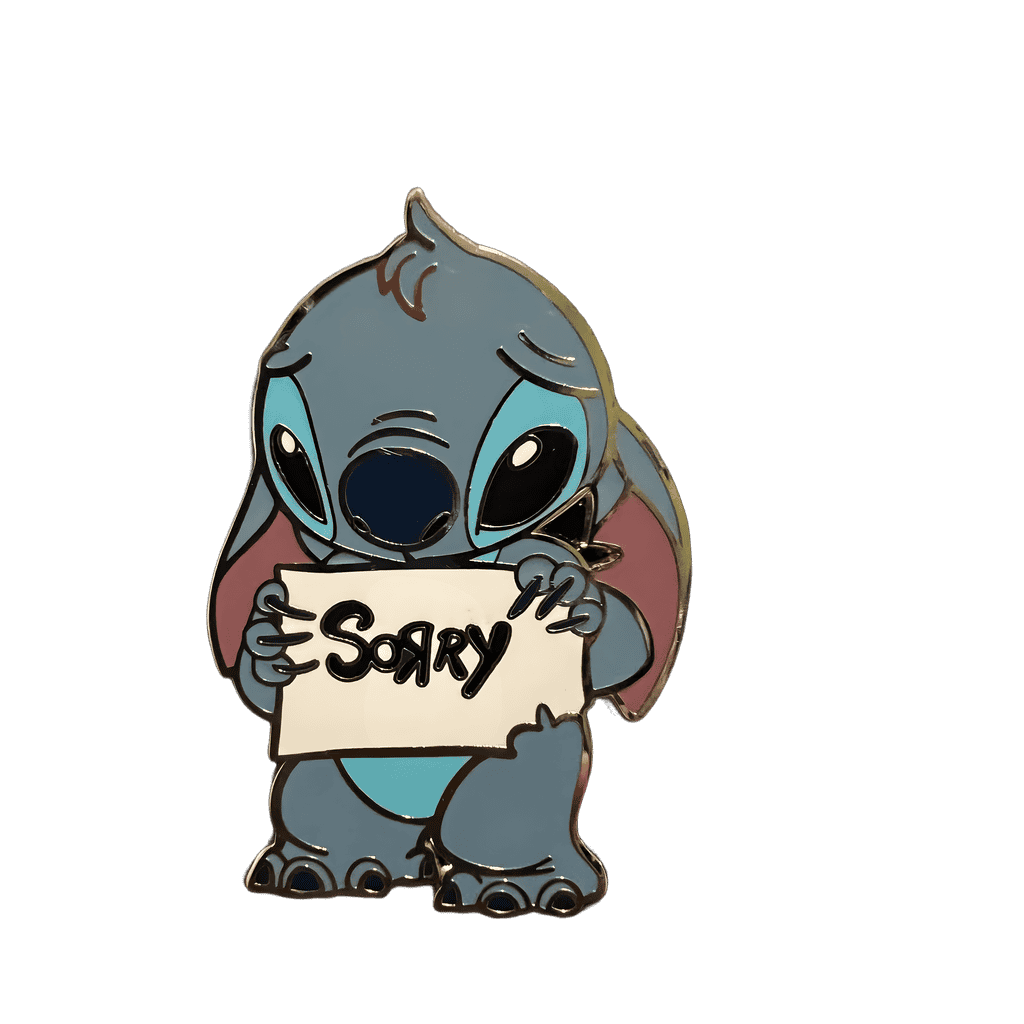 Stitch with Sorry Sign Disney pin
