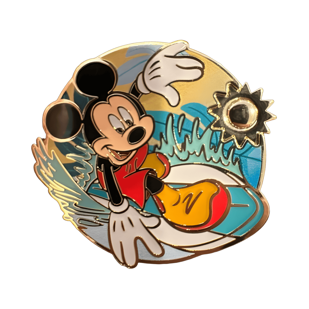 Mickey Mouse Surfing with Gold Sun Disney pin