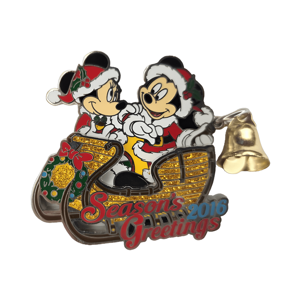 Season's Greetings 2016 - Mickey and Minnie Sleigh Ride with Bell Dangle Disney pin