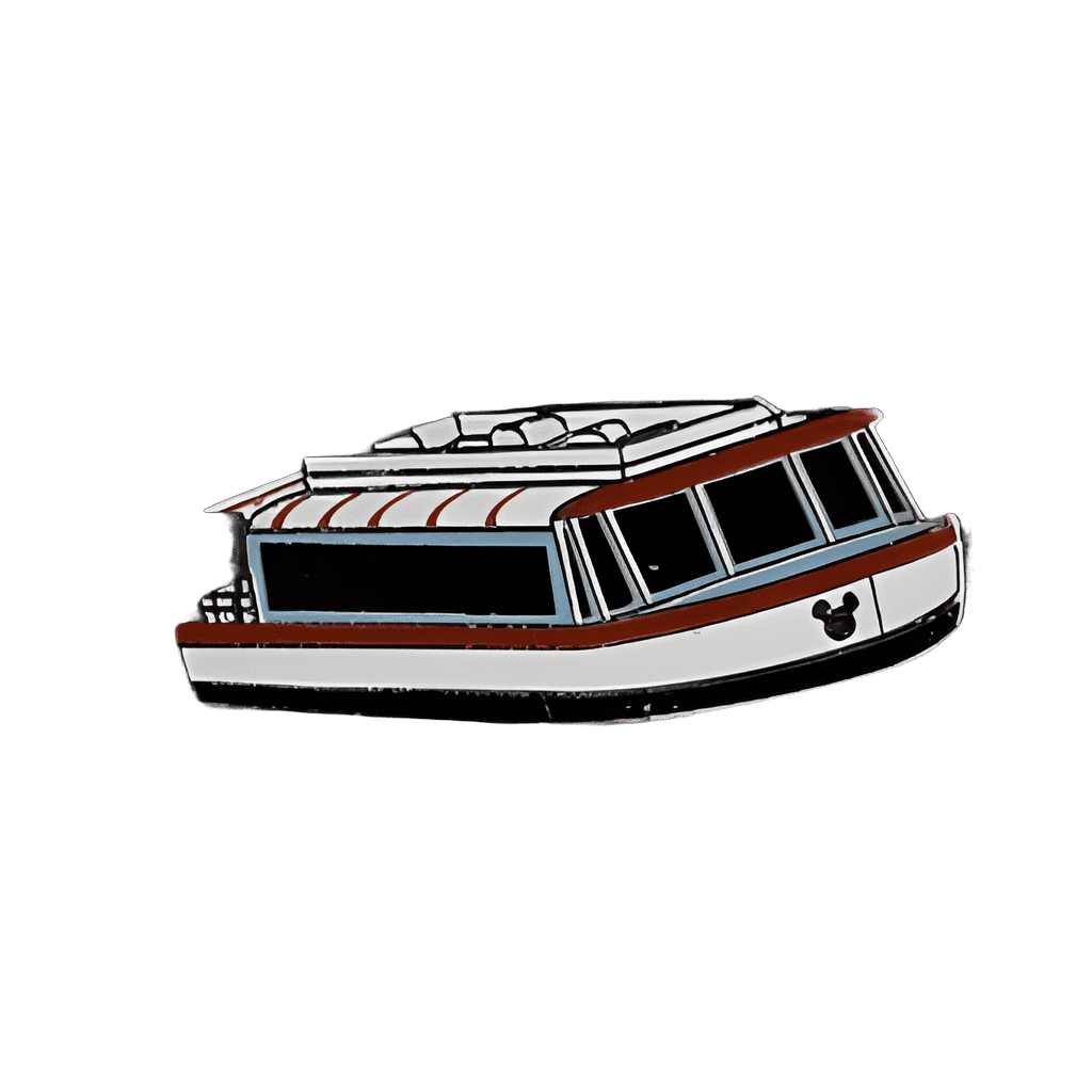 White with blue and red trim boat Disney pin