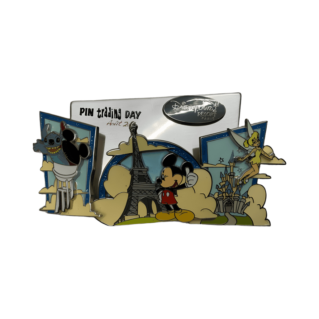 Aout 2007 Mickey, Stitch, Tinker Bell Complete 3 Pin with Base Plate Set Disney pin