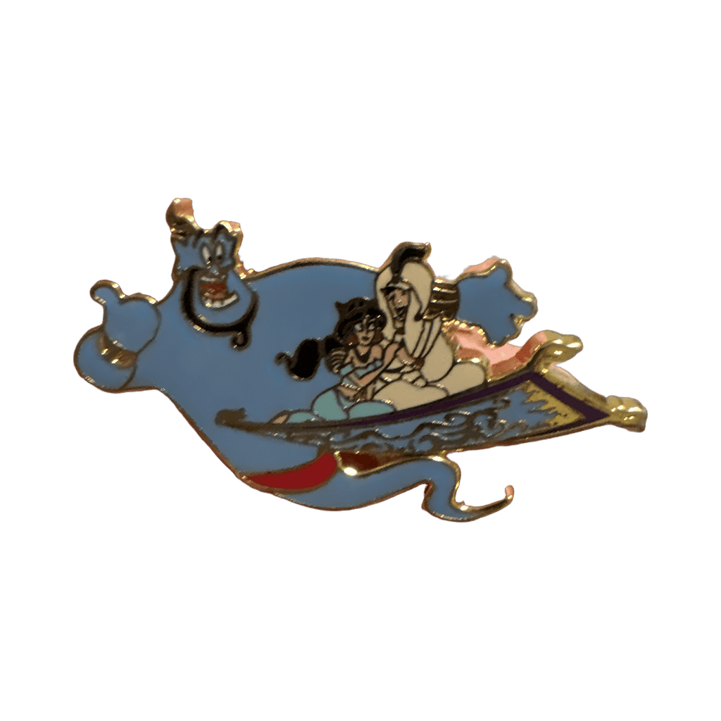 Genie directing Aladdin and Jasmine on Magic Carpet Disney pin