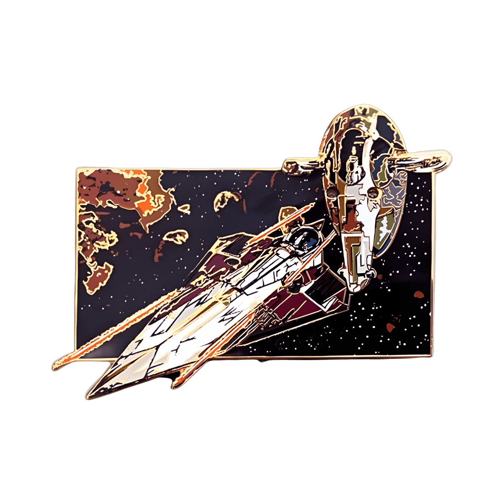 Slave I vs. Obi Wan Kenobi's Starfighter Light-up Disney pin