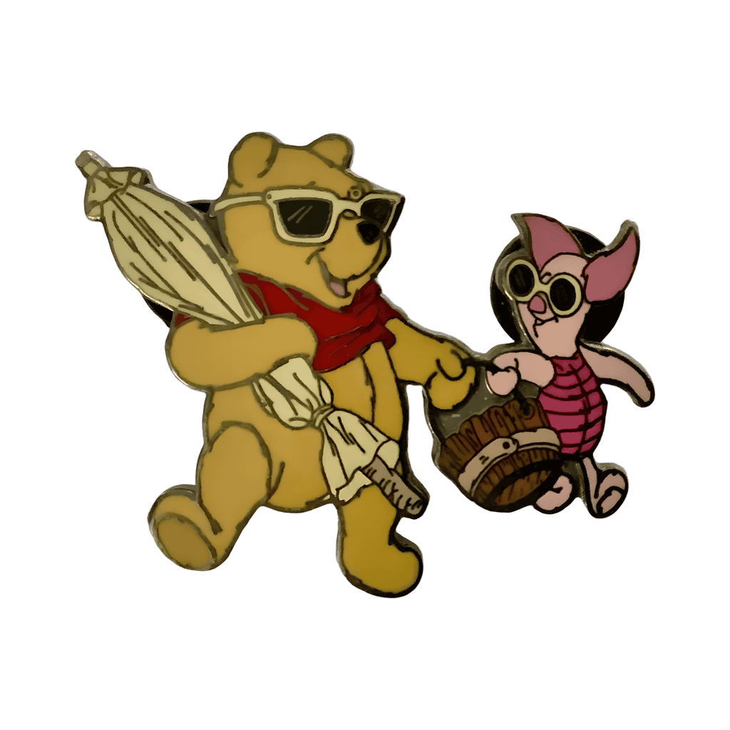 Pooh and Piglet in Sunglasses with Beach Umbrella 2000 Disney pin