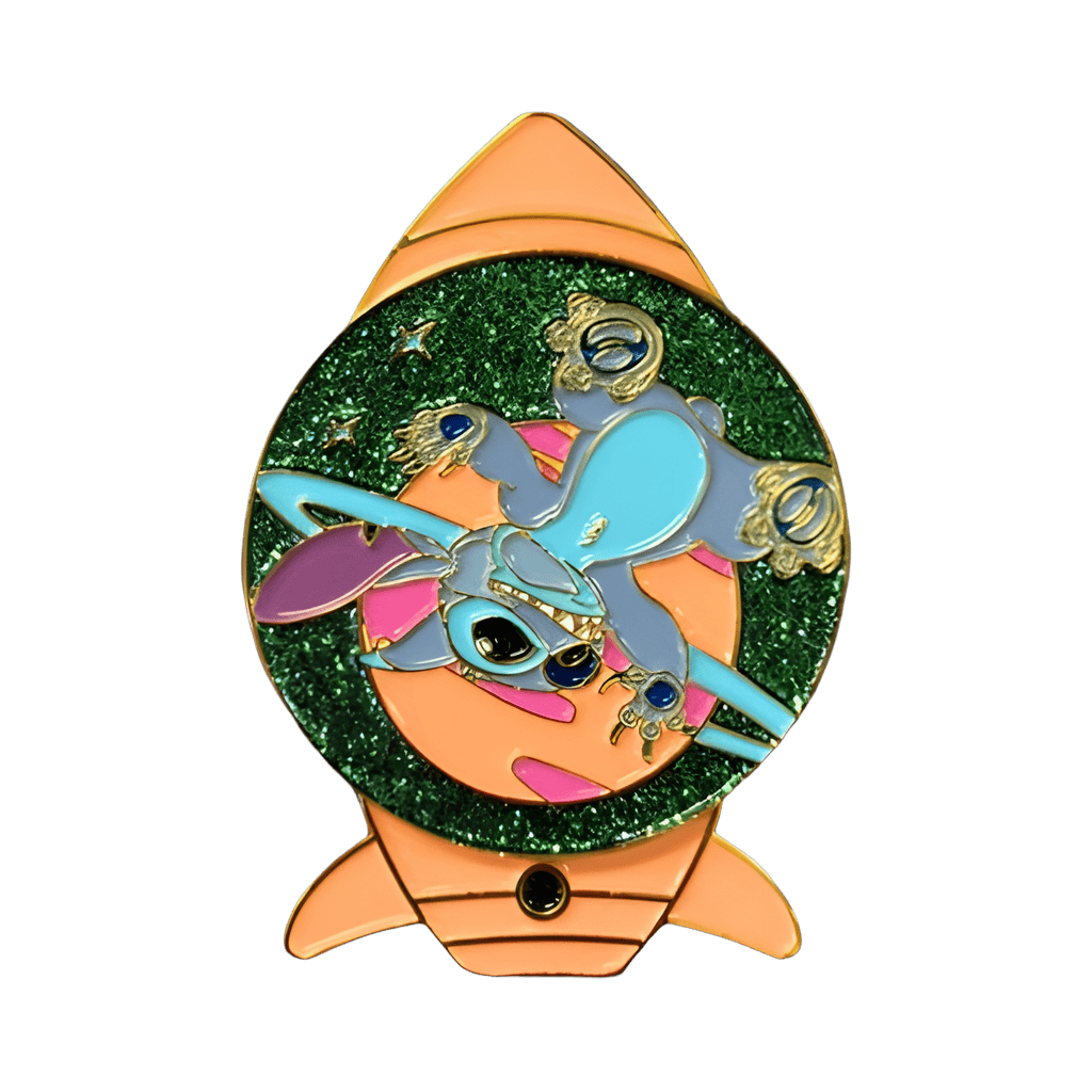 Stitch in a Peach Rocket Disney pin