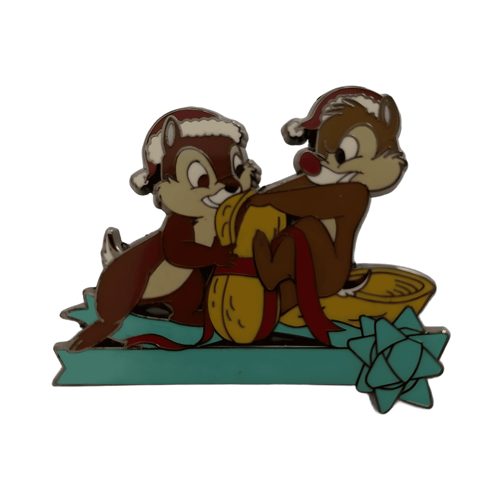 Chip and Dale in Santa Hats with Peanut Disney pin