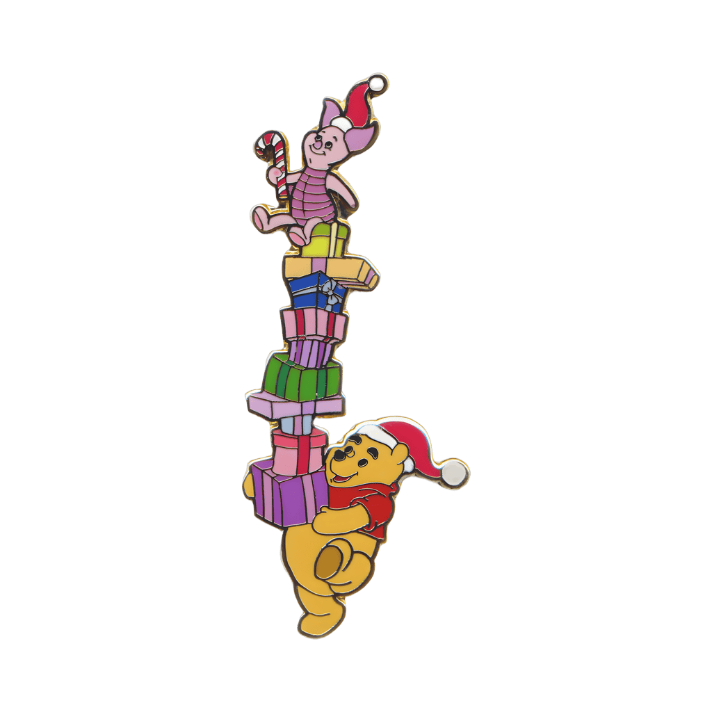 Pooh Carrying Piglet on top of a Stack of Presents Disney pin