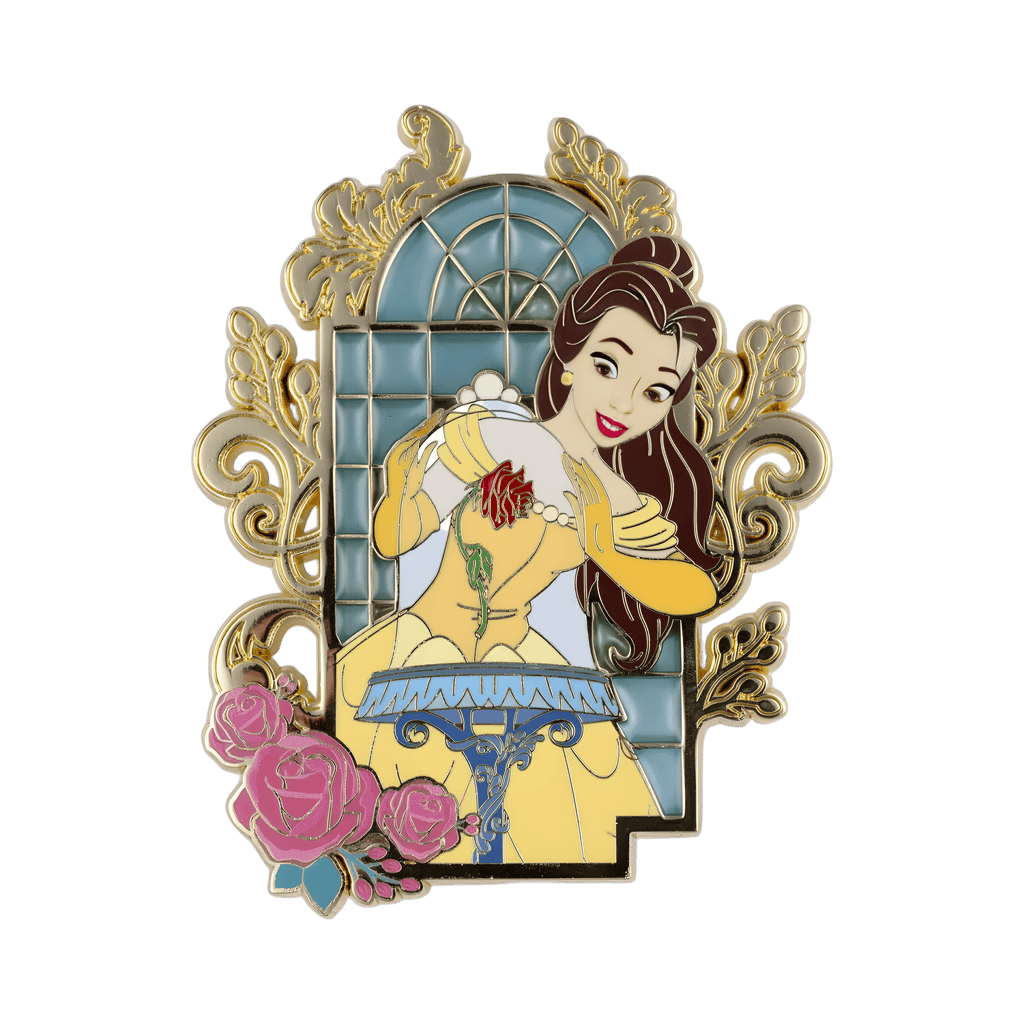 Beauty and the Beast Stained Glass Belle Enchanted Rose Disney pin