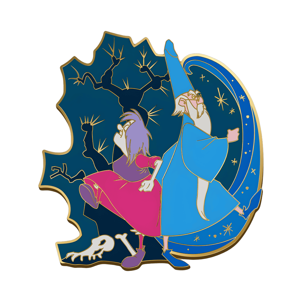 D23 Exclusive Madam Mim & Merlin face off Disney pin