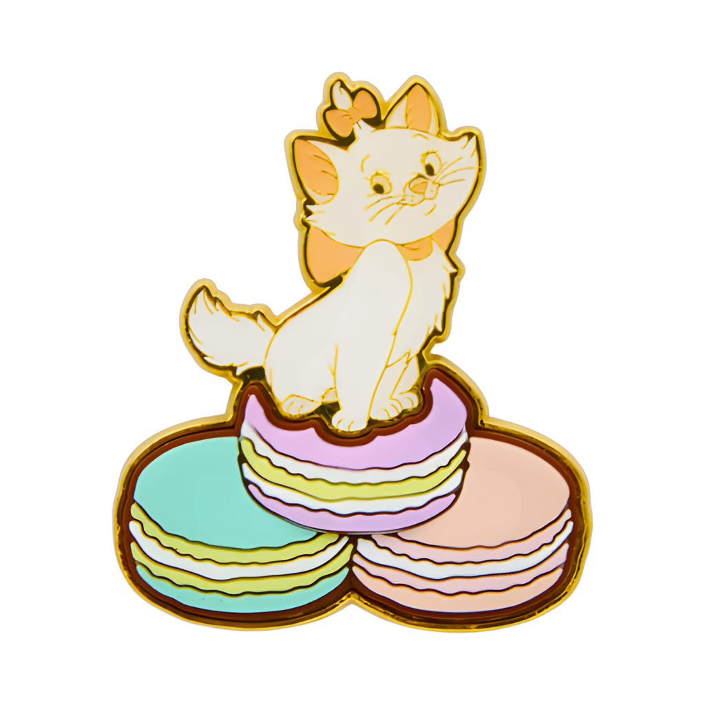 Marie sitting on macarons Disney pin