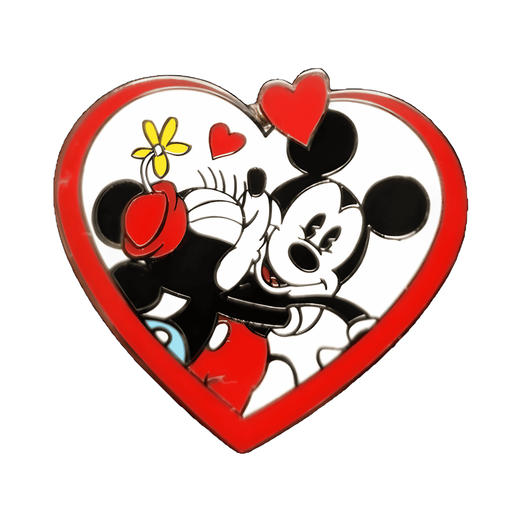 Mickey Mouse and Minnie Mouse Kissing in Heart Disney pin