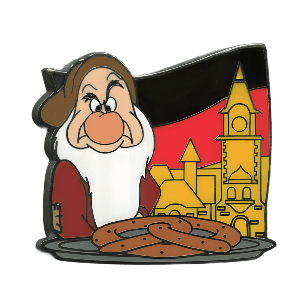 Grumpy in Germany with pretzel Disney pin