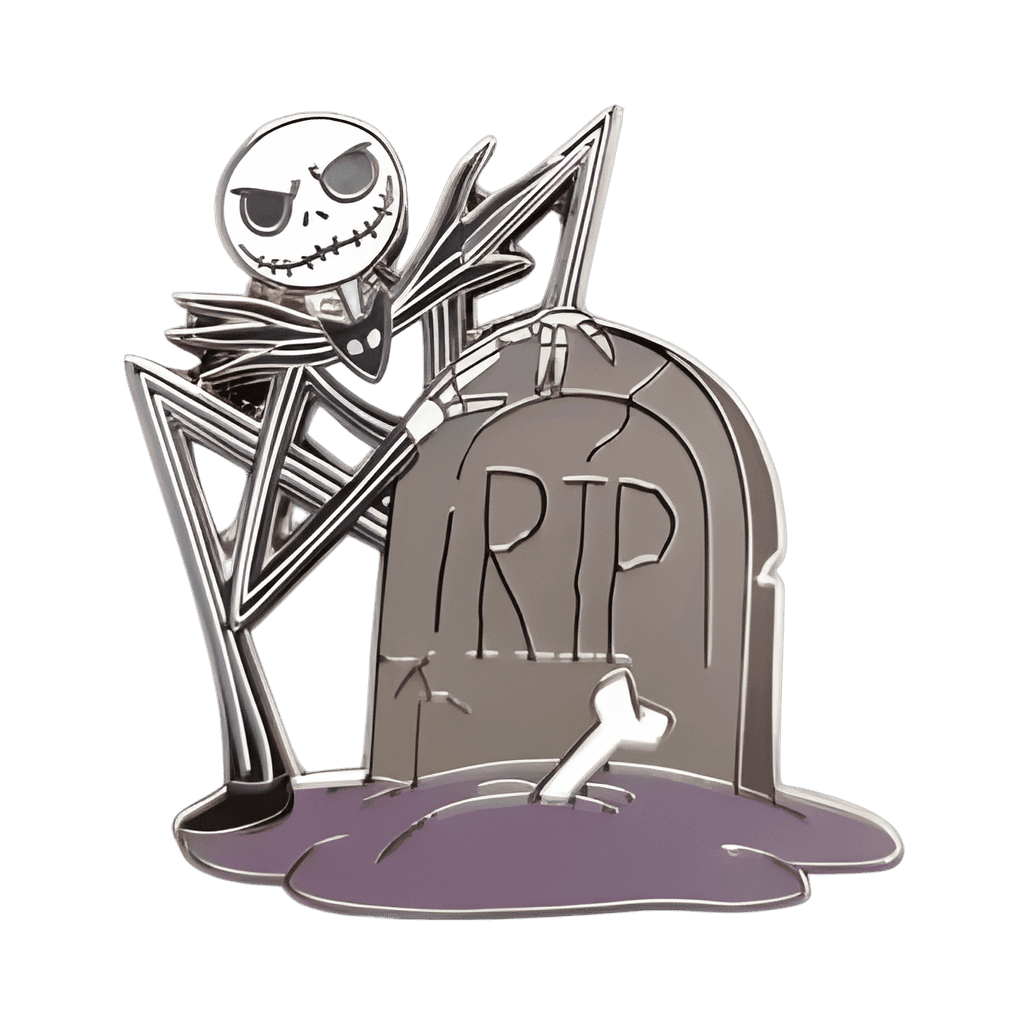 Jack Skellington behind R.I.P. Grave Disney pin